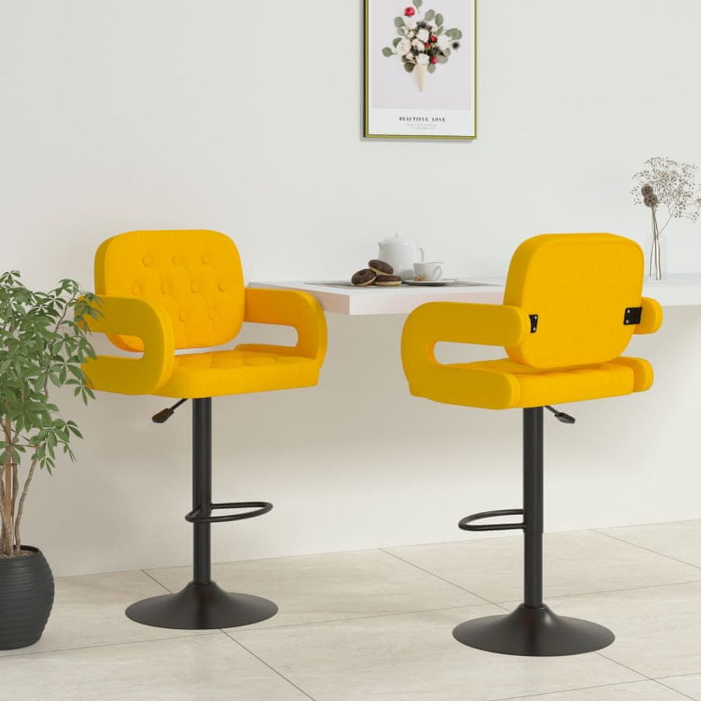Vidaxl Barové stoličky, 2 ks, horčicová farba, čalúnené látkou