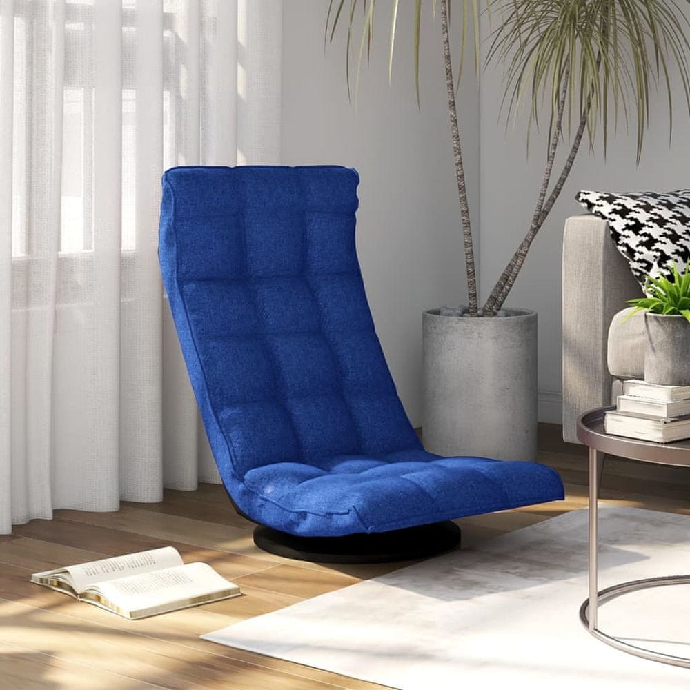 Vidaxl Otočná podlahová stolička modrá látková