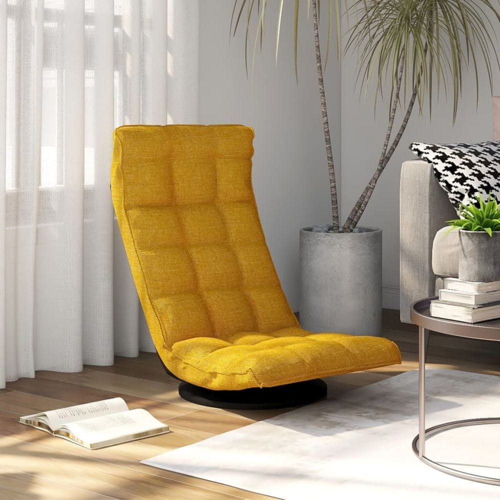 Vidaxl Otočná podlahová stolička horčicovo-žltá látka
