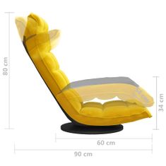 Vidaxl Otočná podlahová stolička žltá zamatová