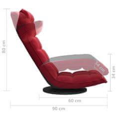 Vidaxl Otočná podlahová stolička vínovo-červená zamatová