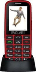 Evolveo EasyPhone EG, mobilní telefon pro seniory s nabíjecím stojánkem, červený