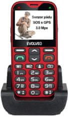 EasyPhone XG, mobilný telefón pre seniorov s nabíjacím stojanom, červený