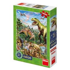 Svet dinosaurov: svietiace neónové puzzle 100XL kusov