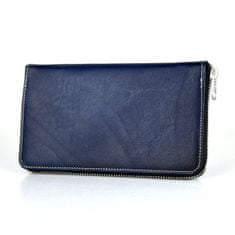 VegaLM Ručne tamponovaná kožená peňaženka v tmavo modrej farbe