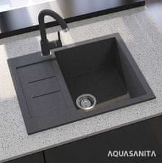 Aquasanita Granitový dřez s krátkým odkapem Tesa 620.5E Barvy: černý, šedý a bílý granit - alumetallic