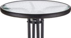 Happy Green Stôl kovový so sklenenou doskou 60 cm, čierny
