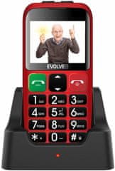 Evolveo EASYPHONE EB, mobilný telefón pre seniorov s nabíjacím stojanom, červený