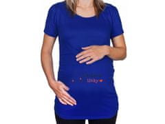 Divja Modré tehotenské tričko s nápisom Urobené z lásky