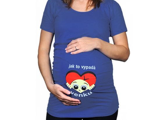 KupMa Modré tehotenské tričko Ako to vyzerá vonku