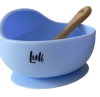 Luli Detská silikónová miska s prísavkou a lyžičkou - modrá, 350 ml