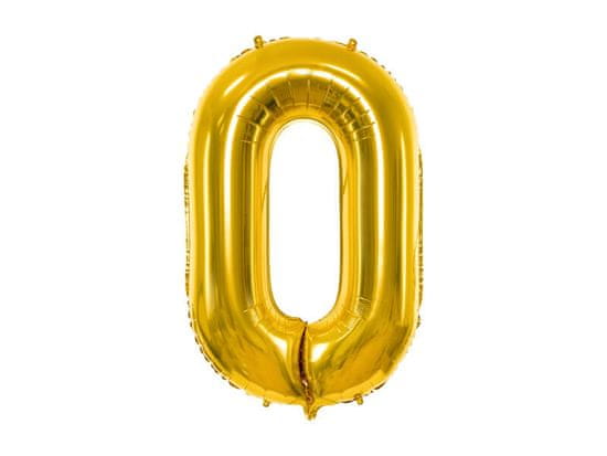 PartyDeco Fóliový balón Číslo 0 zlatý 86cm