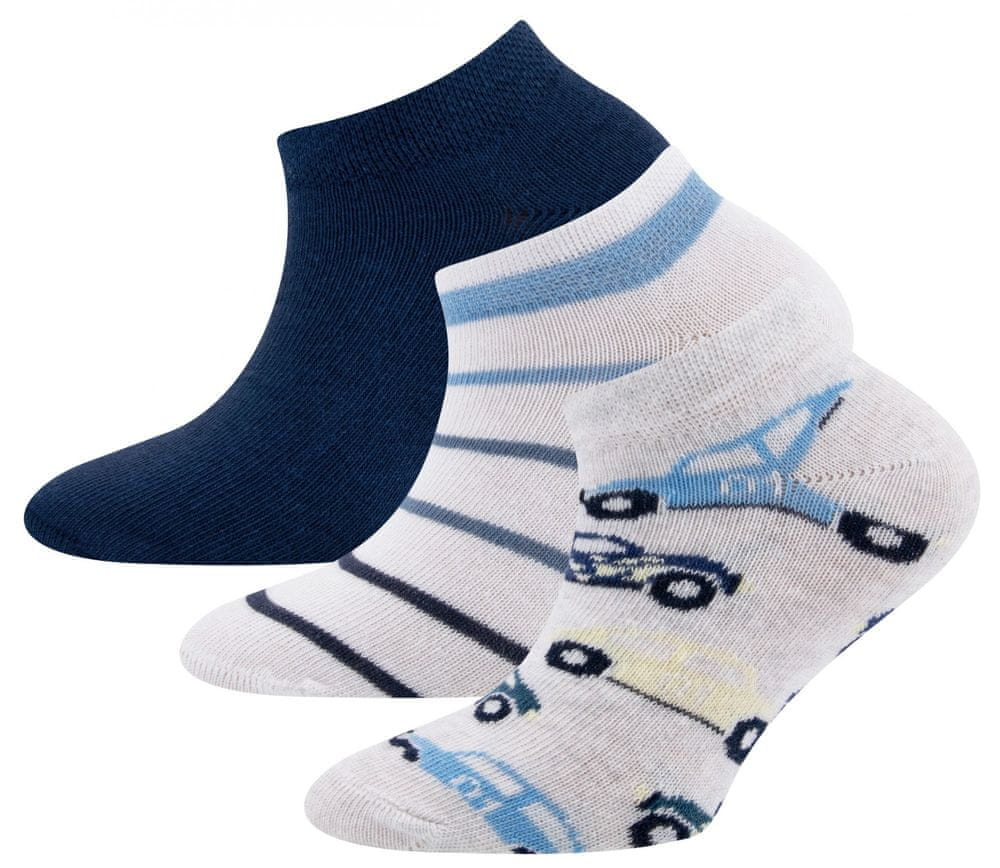 EWERS chlapčenský 3pack členkových ponožiek s autami 201376 modrá 31-34