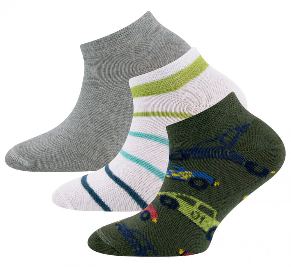 EWERS chlapčenský 3pack členkových ponožiek s autami 201376_1 zelená 27-30