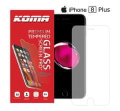 KOMA Ochranné tvrdené sklo pre iPhone 8 Plus, zaoblenie 2.5 D, tvrdosť 9H