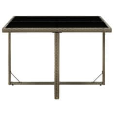 Vidaxl Záhradný stôl sivý 109x107x74 cm polyratan a sklo