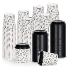 Vidaxl Kávové papierové poháre s viečkom 200 ml 250 ks biele a čierne
