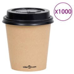 Vidaxl Kávové papierové poháre s viečkom 200 ml 1000 ks hnedé