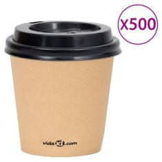 Vidaxl Kávové papierové poháre s viečkom 120 ml 500 ks hnedé