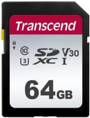 Transcend SDXC 300S 64GB 95MB/s UHS-I U3 (TS64GSDC300S)