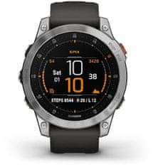 Garmin Epix (Gen 2), Slate Stainless Steal, Silicone Band, Silver/Gray