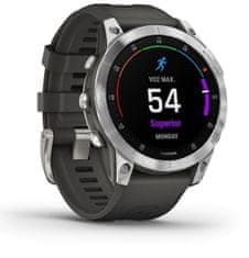 Garmin Epix (Gen 2), Slate Stainless Steal, Silicone Band, Silver/Gray