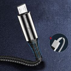 ColorWay Kábel USB MicroUSB (zink alloy + LED) 2.4A 1m - black