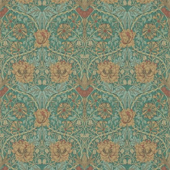 MORRIS & CO. Tapeta HONEYSUCKLE & TULIP 214704, kolekcia ARCHIVE WALLPAPERS, emerald russet
