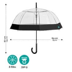 Perletti Dámsky automatický dáždnik BLACK BORDER Transparent, 26214