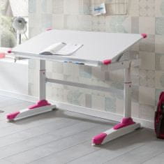 Bruxxi Pracovný stôl Alia, 119 cm, biela/ružová