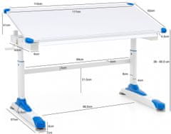 Bruxxi Pracovný stôl Alia, 119 cm, biela/modrá