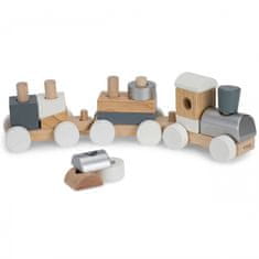 Viga Toys Drevený vláčik s ťahacími vagónmi + Blocks