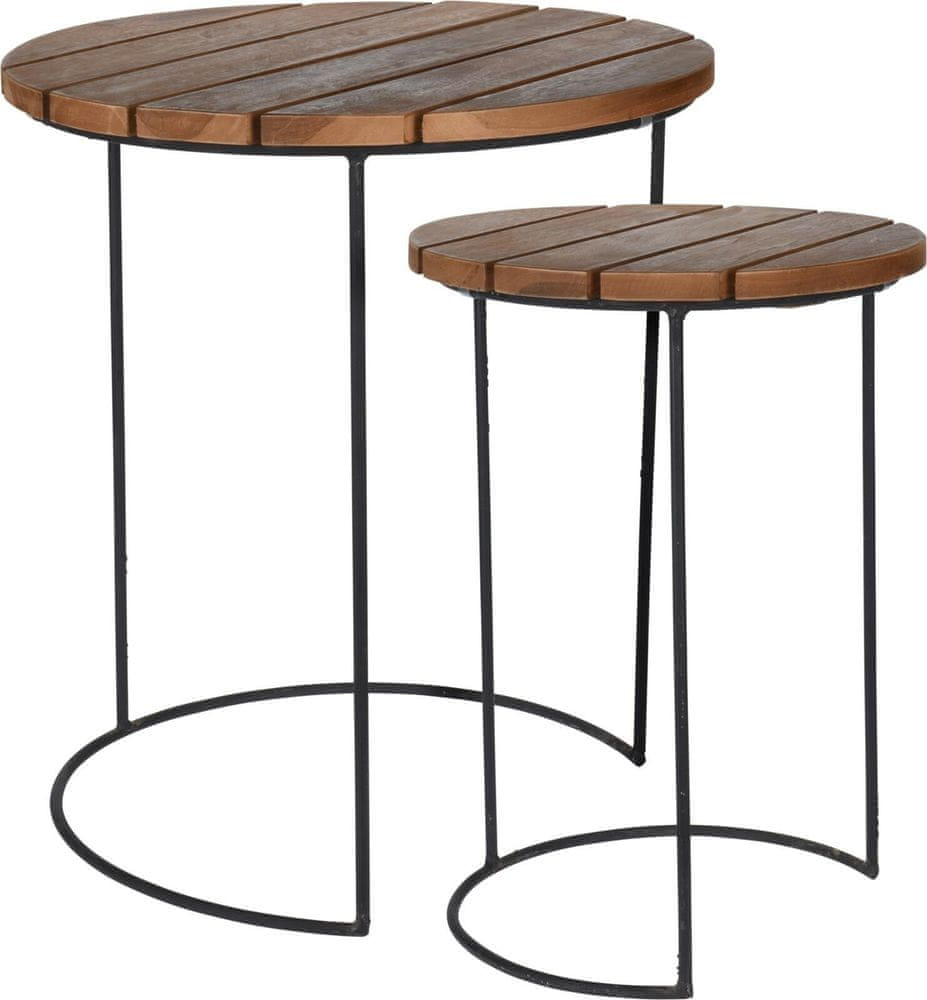 Fernity Súprava 2 stolov z prírodného teakového dreva