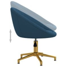Vidaxl Otočná kancelárska stolička modrá zamatová