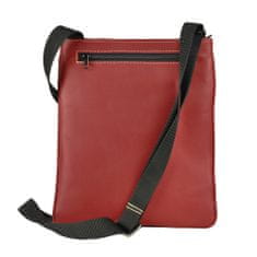 VegaLM Crossbody kožená taška na zips s dekoračným prešívaním v červenej farbe
