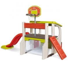 Smoby Multifunkčný domček so šmykľavkou na detskom ihrisku so strieškou a basketbalovým košom