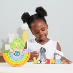 Viga Toys Drevené dúhové puzzle Montessori kreatívne bloky