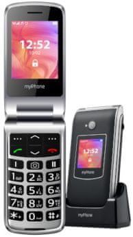 myPhone Rumba 2, štýlový tlačidlový telefón véčko ikonický telefón s klapkou véčková konštrukcia novodobé véčko, 2G sieť Bluetooth kompaktný tlačidlový telefón pre seniorov pre nenáročných VGA fotoaparát FM rádio malé rozmery otvárací telefón