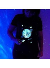 ILLUMINATED APPAREL LIMITKA Detské zábavné iluminačné tričko čierne PLANÉTA +laser svetielko 3-4 roky