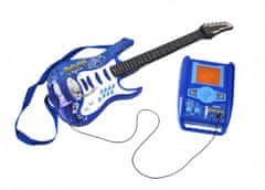iMex Toys Detská rocková elektrická gitara na batérie + zosilňovač a mikrofón Blue