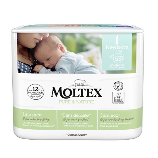 MOLTEX Plenky Moltex Pure & Nature Newborn 2-4 kg (22 ks)