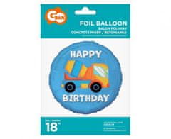 Fóliový balónik Happy birthday - narodeniny - domiešavač - stavba - stavenisko - 45 cm