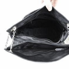 VegaLM Ručne pletená kožená kabelka v čiernej farbe