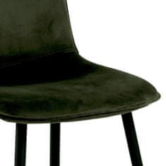 Design Scandinavia Jedálenská stolička Delmy (SET 4ks), zamat, olivová