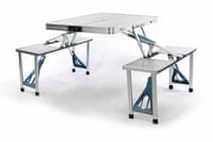 shumee Skladací hliníkový stôl so vstavanými lavicami