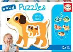 EDUCA Baby puzzle Domáci miláčikovia s mláďatami 5v1 (2-4 dieliky)