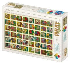 D-Toys Puzzle Vzorkovník: Slony 1000 dielikov
