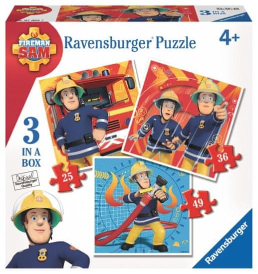Ravensburger Puzzle Požiarnik Sam 3v1 (25,36,49 dielikov)