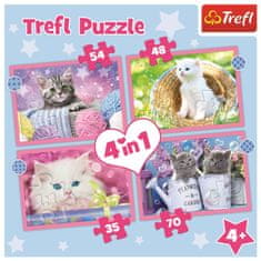 Trefl Puzzle Veselé mačičky 4v1 (35,48,54,70 dielikov)