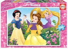 EDUCA Puzzle Disney Princezné: Snehulienka, Bella a Locika 100 dielikov